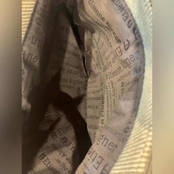 Etienne Aigner Canvas and Leather Tote Bag Striped Design with Adjustable Straps - Picture 15 of 16